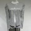 Jaqueta feminina manga comprida streetwear pele-toque brilhante glitter cardigan jaqueta outwear para escritório