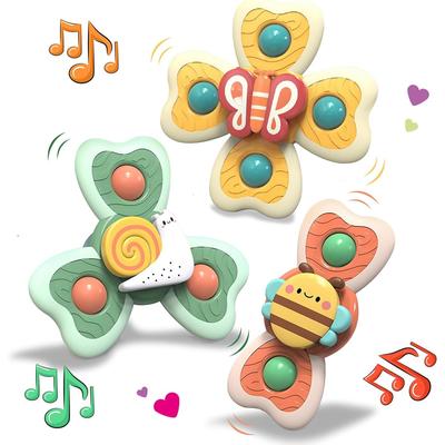 Suction Cup Toy Baby, Pack of 3 Baby Toys from 3 Months, Safe Bath Toy Baby, Travel Toy, Sensory Toy Baby, Spinner with Suction Cup, Table Toy Baby
