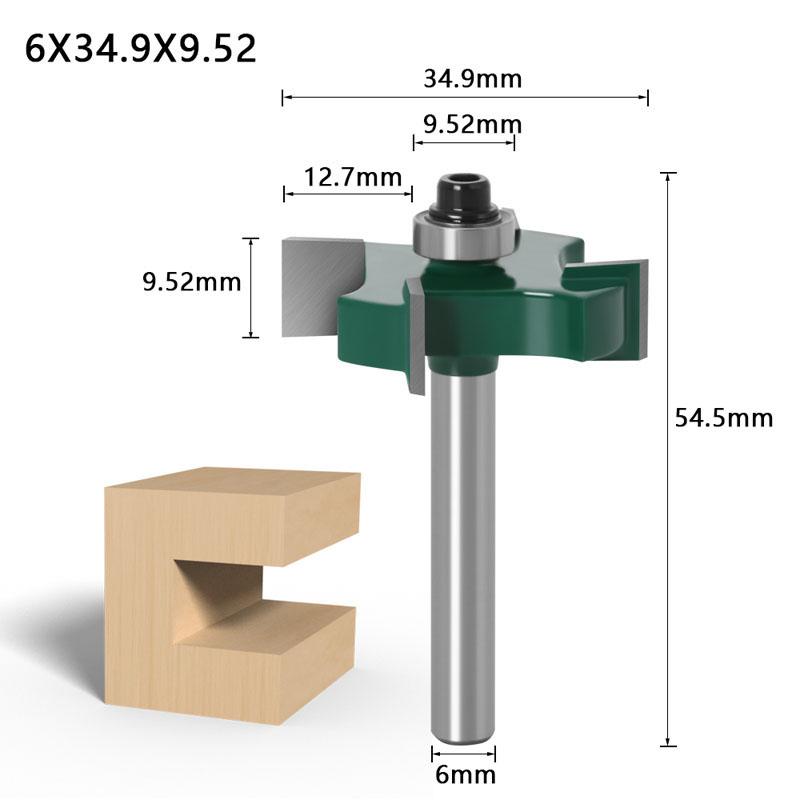4 Edge T Type Bearings Wood Milling Cutter Industrial Grade Rabbeting Bit Woodworking Tool Router Bits for Wood  6mm 1/4 Inch Shank