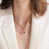 Inspired Style Heart Zircon Gemstone Pendant Necklace with Diamond Flower Clavicle Chain for Women