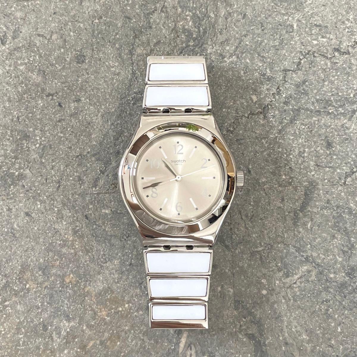 Used Swatch watch silver white ladies