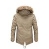 Winter Solid Color Velvet Mid-length Men's Washed Cotton Coat with Hooded Fur Collar and Detachable Multi-pocket Cotton Coat