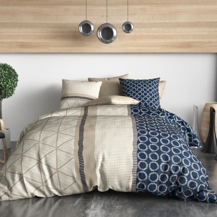 Parure housse de couette 100% Coton 57 fils Nairobi 220x240 cm