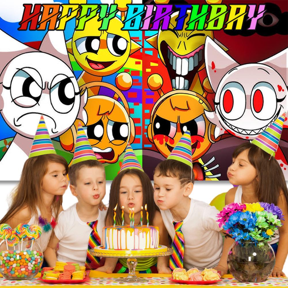 Hot Game Incredibox Sprunkied Kid Birthday Party Decors Rhythm Box Background Cloth Banner Baby Party Photo Shooting Props Gifts