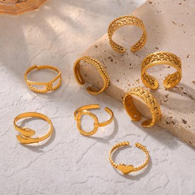 New Exaggerated Niche Design Personalized Style Simple Titanium Steel Gold-plated Open Ring Jewelry Women
