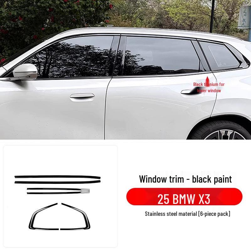 Black Window Trim & Door Frame Strip for BMW 3, 5 Series, X3, X5, X6 - Decorative Black Warrior Edition.