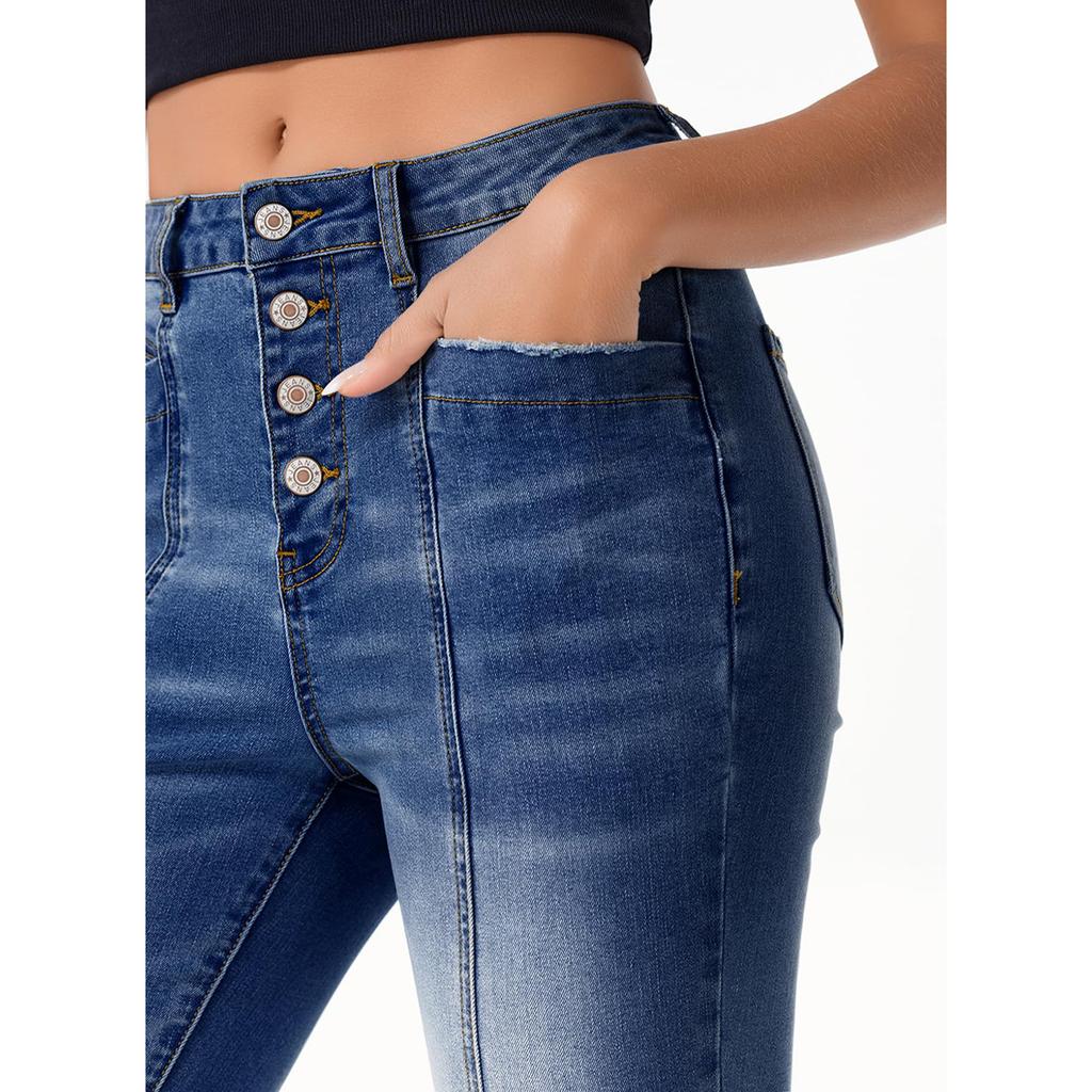 Ladies' Retro Straight Leg High Waisted Jeans