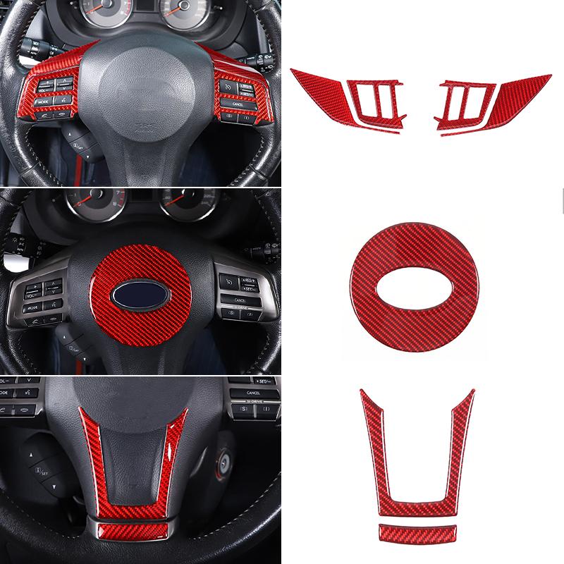 For Subaru Forester 2013-2018 Red Soft Carbon Fiber Interior Kit Dashboard Console Gear Shift Panel Decoration Trim Stickers
