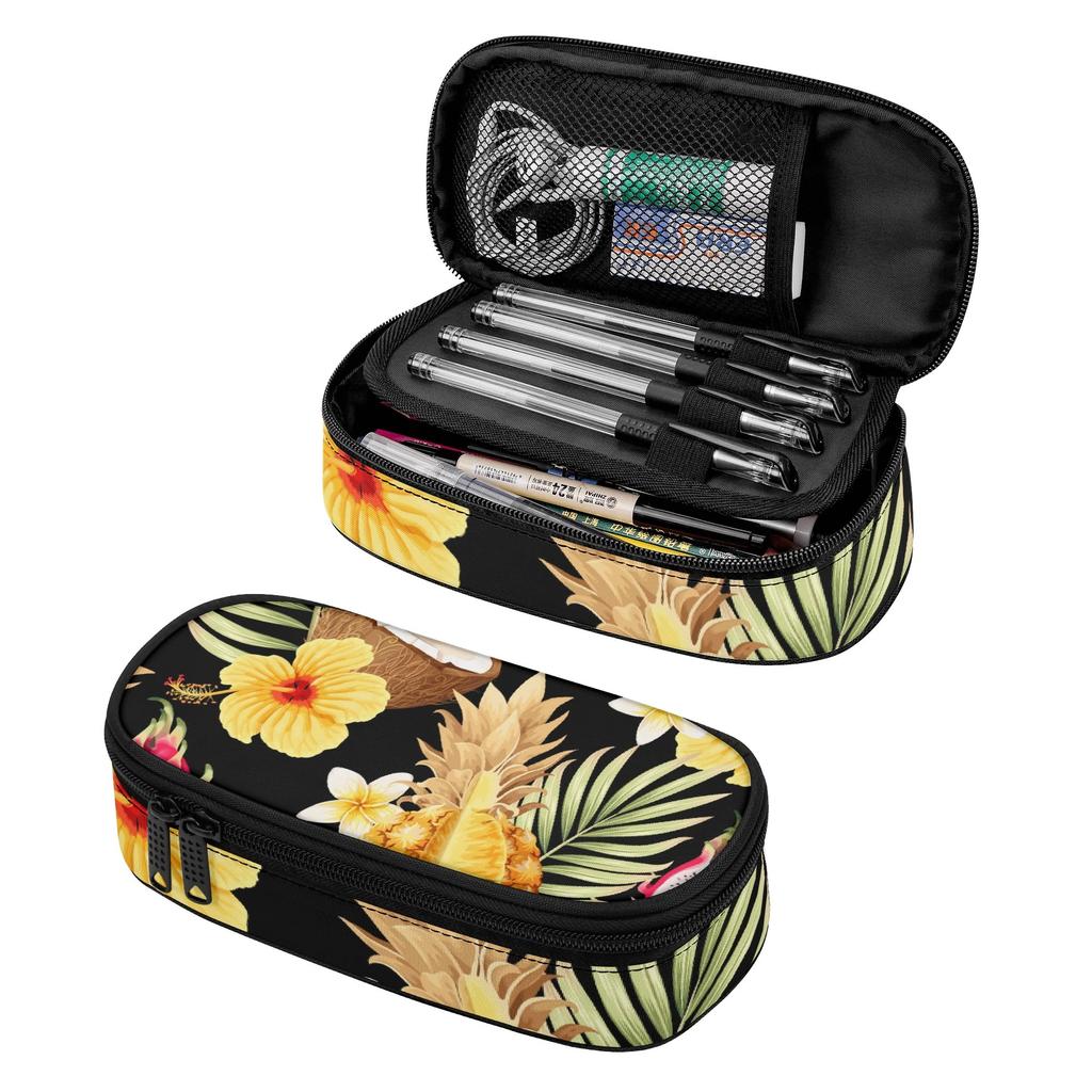 Pen Case 300D Polyester Large Storage Space Smooth Zipper with Mesh Storage Layer Removable Divider and Pen Holders for Students