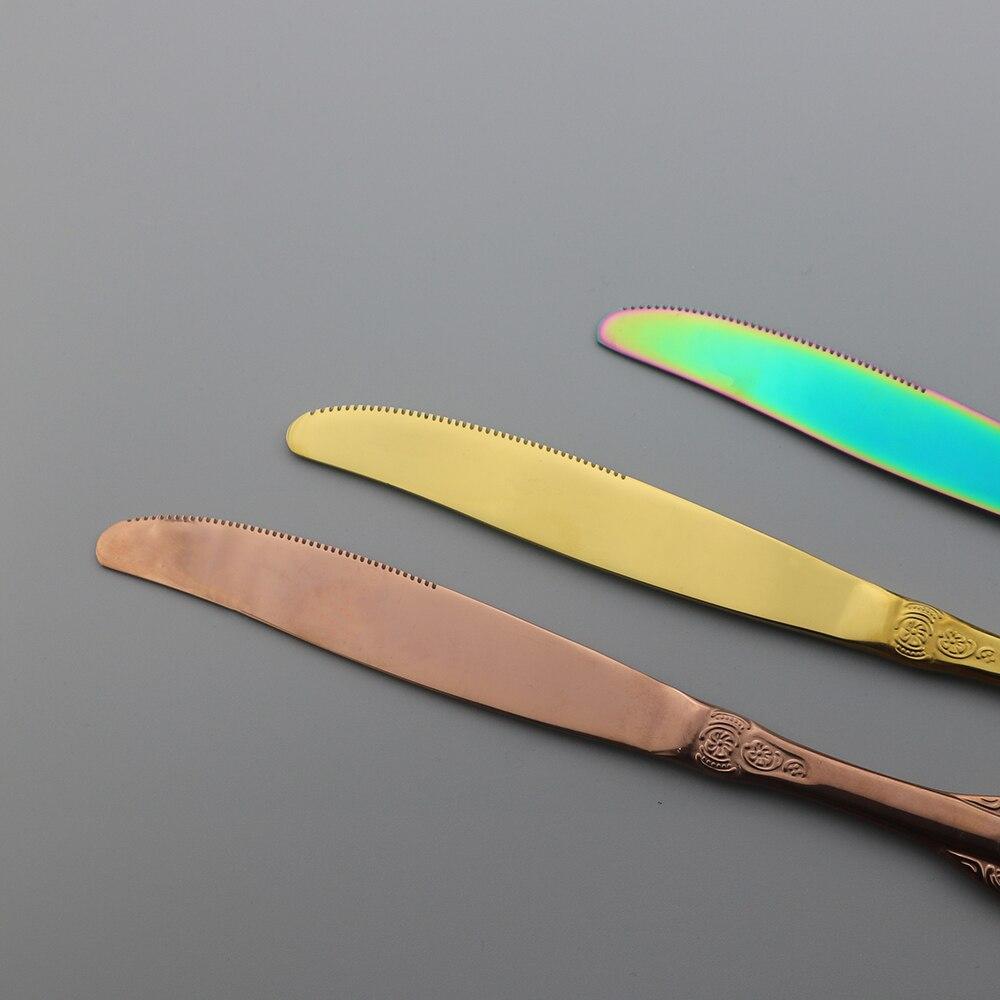 5Pcs Palace Style Dinnerware Stainless Steel Kitchen Portable Cutlery Set of Tableware Spoon Forks Knives Chopstick Silverware