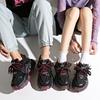 Autumn and Winter Dad Shoes Black and Red Dad Shoes Women's Autumn Thick-soled Heightening Straps Casual Shoes Sports