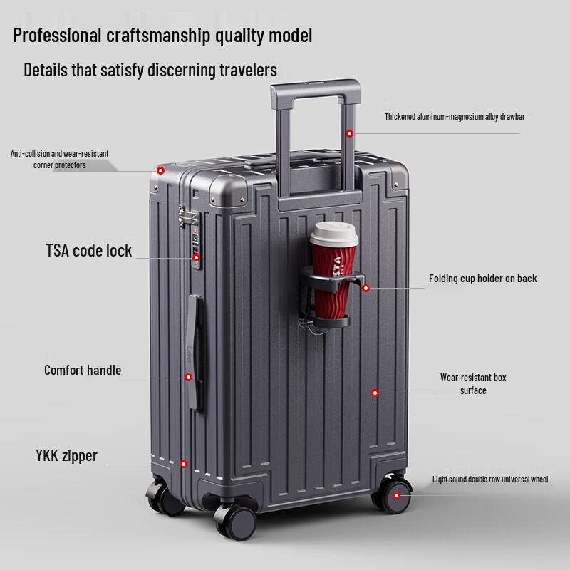 Lee Stylish Multi-functional Travel Suitcase with Cup Holder