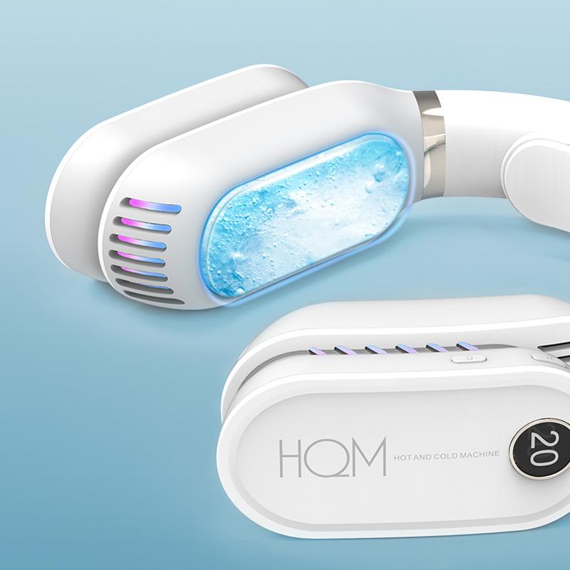 Hanging Cooling Neck Massager Cooler Heater Mini Portable Air Conditioner Bladeless Fan Wireless Cold Hot Compress Massage