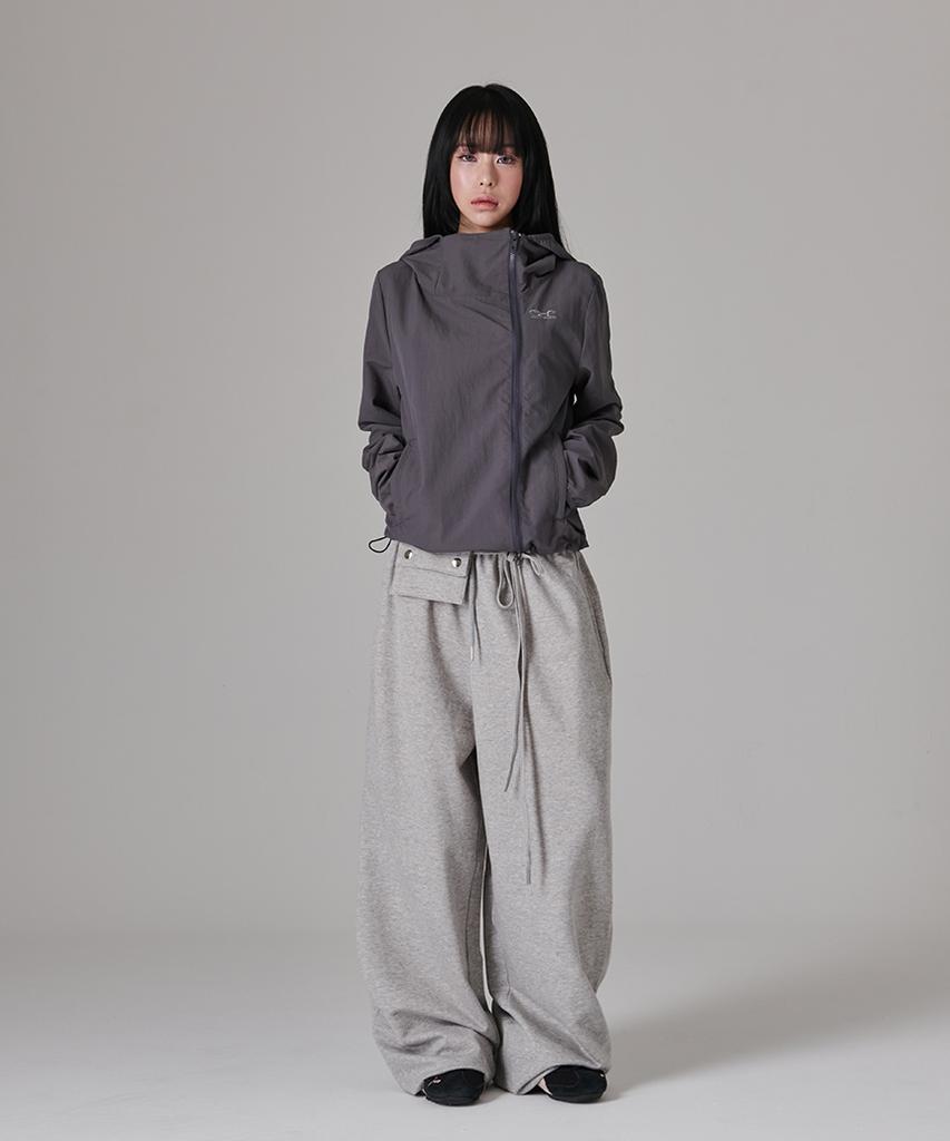 ESCAPEFROM Escf Logo Point High-Neck Windbreaker Charcoal