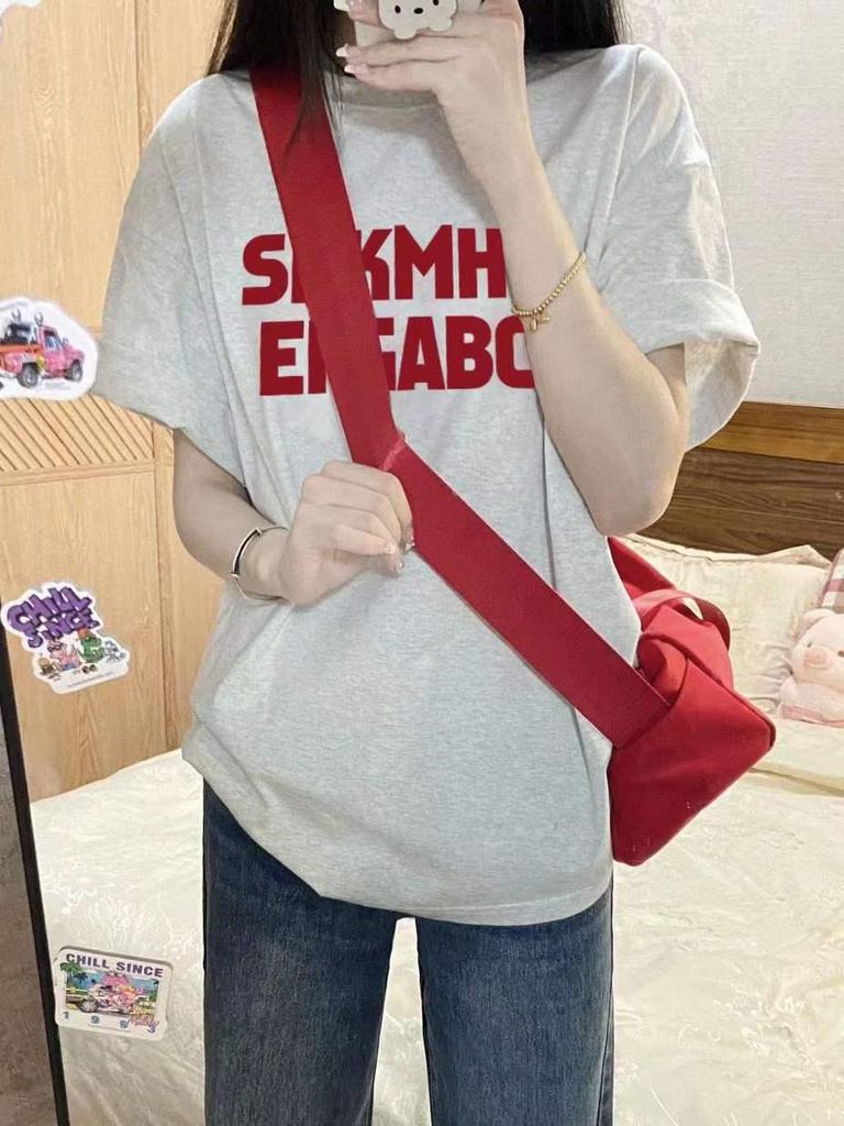 Trendy Letter Print 100% Heavy Cotton Loose Fit T-Shirt for Women
