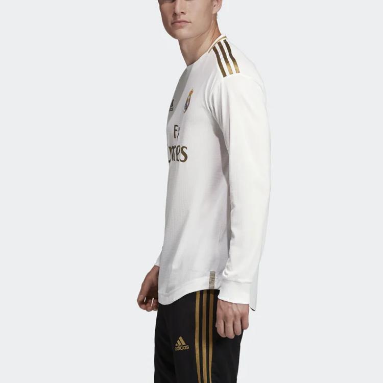 Adidas Real Madrid 2019-2020 Season Player Edition Letter Logo Stripe Sports Soccer Long Sleeve Jersey Men Tops White DW4437