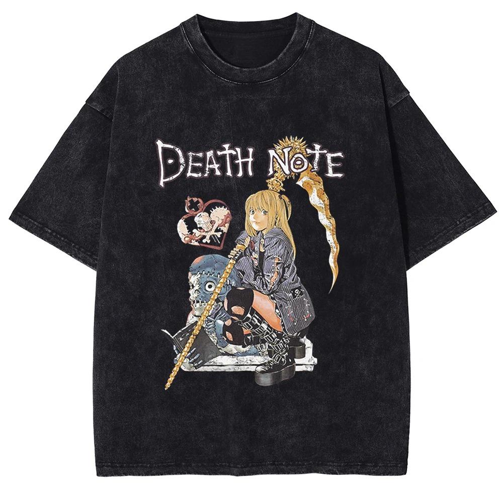 Washed Death Note Dark Anime Themed TShirt (ReaperThemed Anthropomorphic Character Art DEATH NOTE Font Grim Reaper S разноцветный
