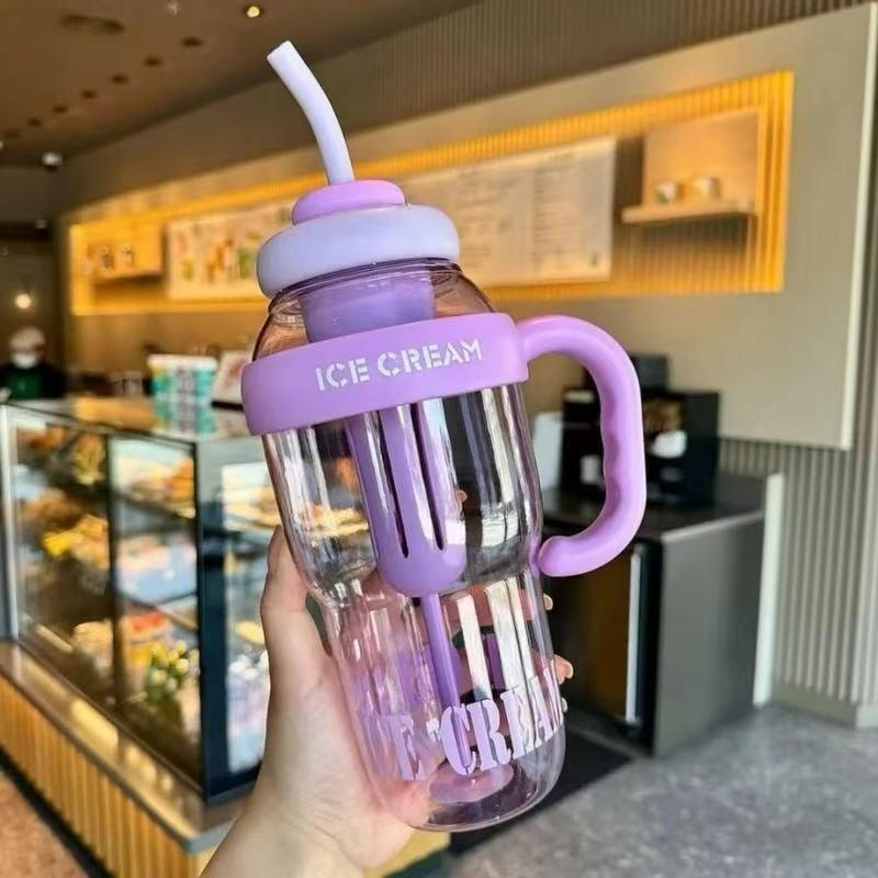 Water bottle summer girls high value large capacity water cup ice cup straw big belly cup sports student kettle large cup