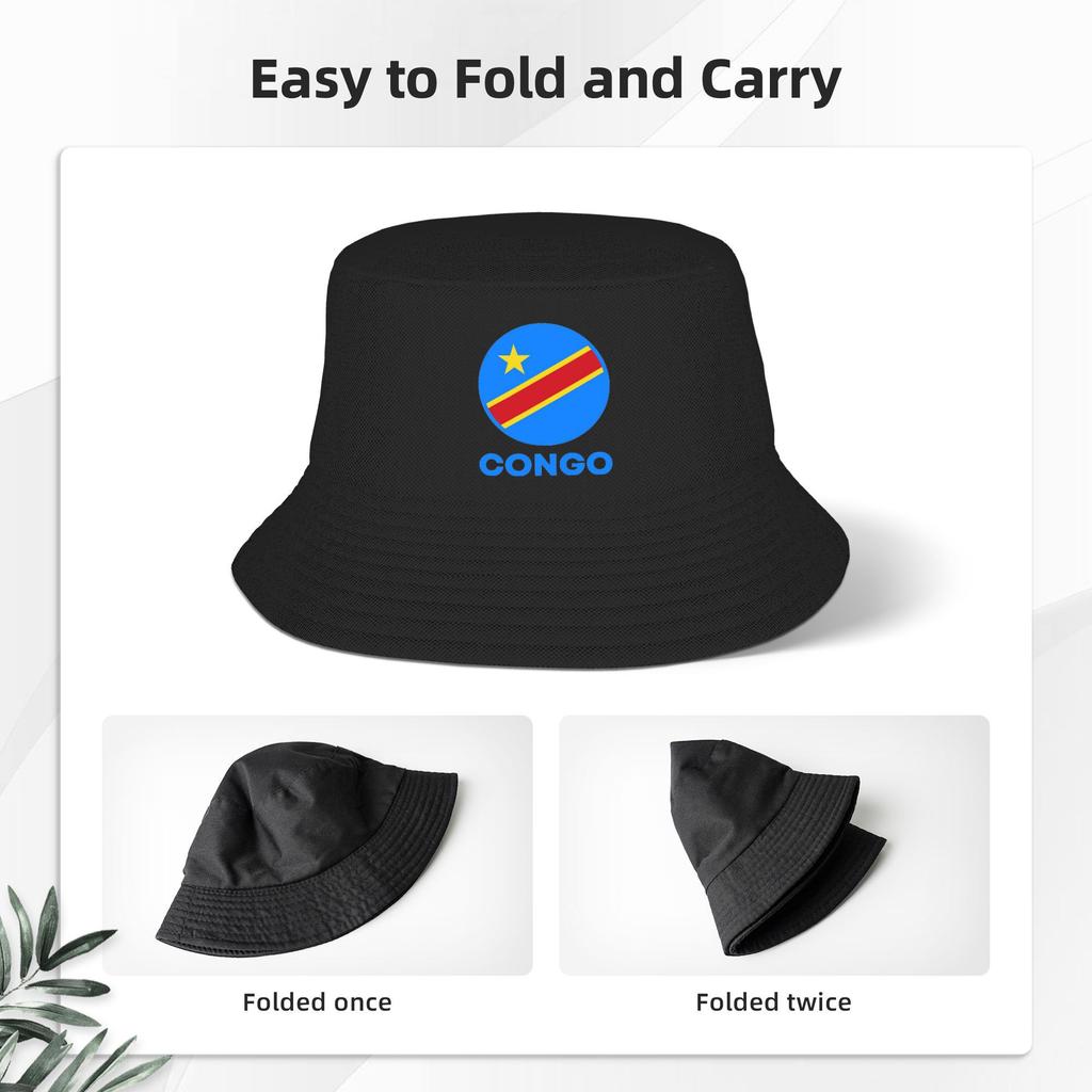 Flag Of Congo Kinshasa Flag Of Zaire Bucket Hat Panama Bob Hats Outdoor Cool Reversible For Summer Beach Fishing Fisherman Caps