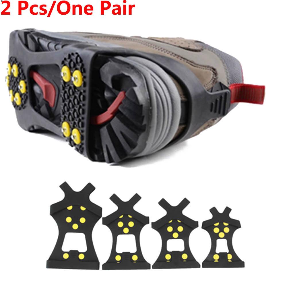 1 Pair 10 Studs Hiking Covers Anti-slip Snow Shoes Spikes Anti-Skid Ice Gripper Cleats Crampons