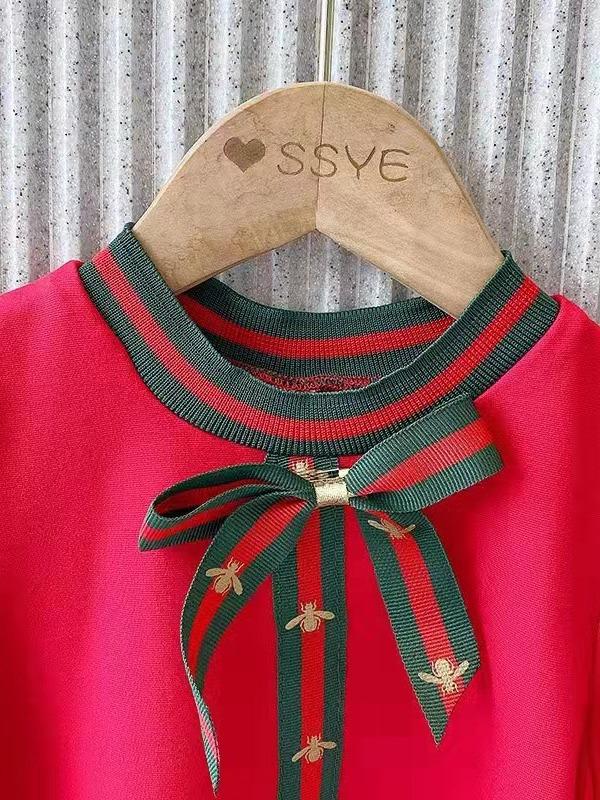 2023 Sommer Koreanischer Stil Baumwolle Schleife Prinzessinnenkleid für Mädchen