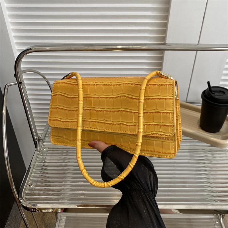 Elegant Small Square Shoulder Bag For Women Unique Street Style Soft Pu With Phone Pocket жёлтый