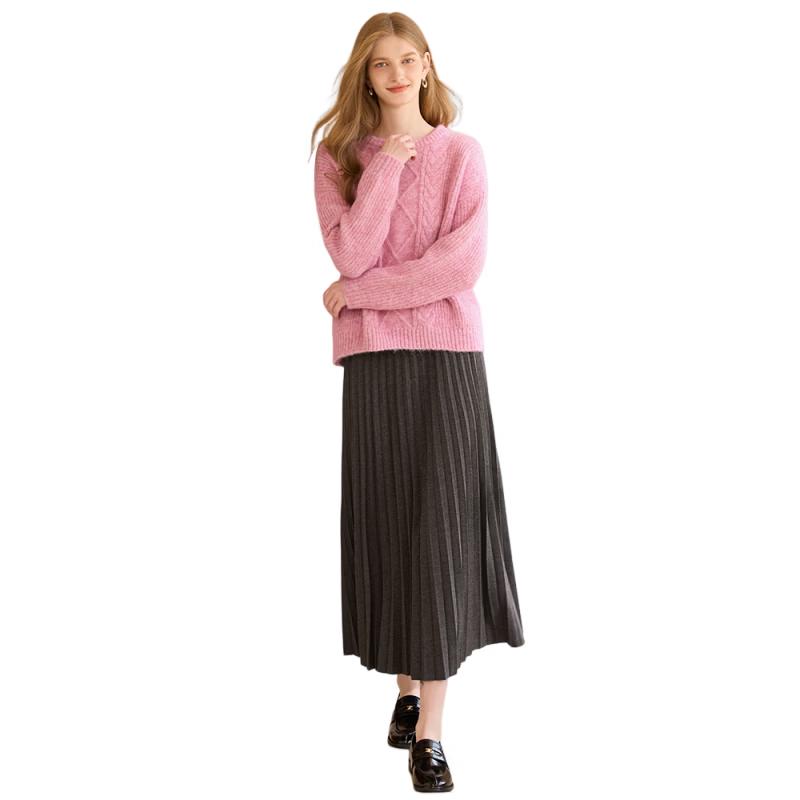 Women s Pleated High-Waisted A-line Midi Skirt M