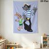 Rabbit and Wolf Pattern Home Decor Tapestry, Wall Hanging, Decorative RV Wall Cloth.DGT0925347