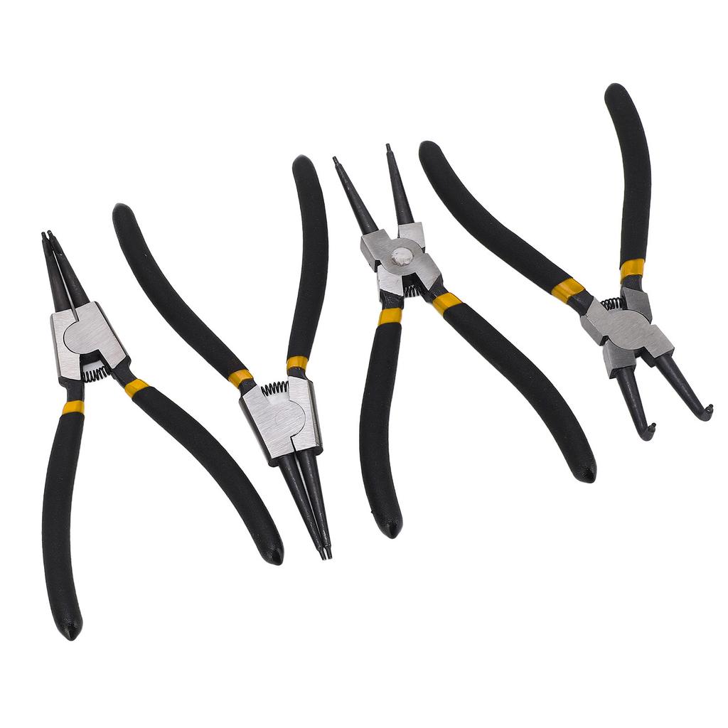 4PCs Circlip Pliers Set Steel Ring Plier Plastic Coated Handle Anti Oxidation Hand Operated Tool(Noir Double Section 7