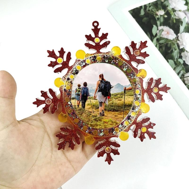 Photo Frame Decoration Silicone Mold Snowflake Mirror Epoxy Mold Resin Casting Pendant Mold Suitable for Diy Crafts