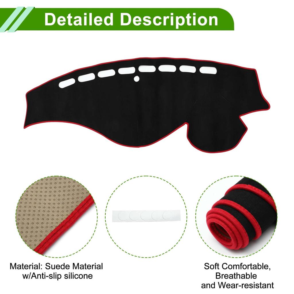 HOPESPANNER Dashboard Mat for Honda Odyssey Dashboard Protective Car Dash Suede Reduces Interior Custom Heat Black with Red Drive Only RB3/RB4