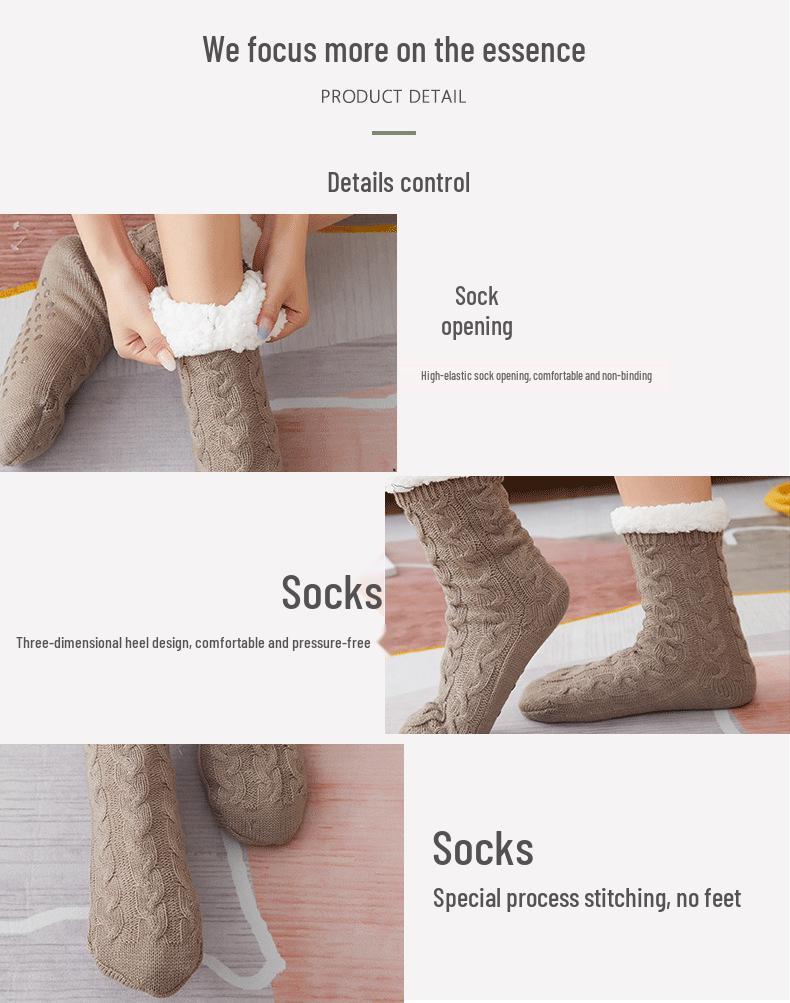 Women's Winter Velvet Mid-Tube Floor Sleep Socks - Home, Postpartum, Christmas, and Autumn Snow Slippers