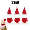 Christmas Pet Costume Set Adjustable Santa Hat Scarf for Small Dogs Cats Puppy Party Photo Props