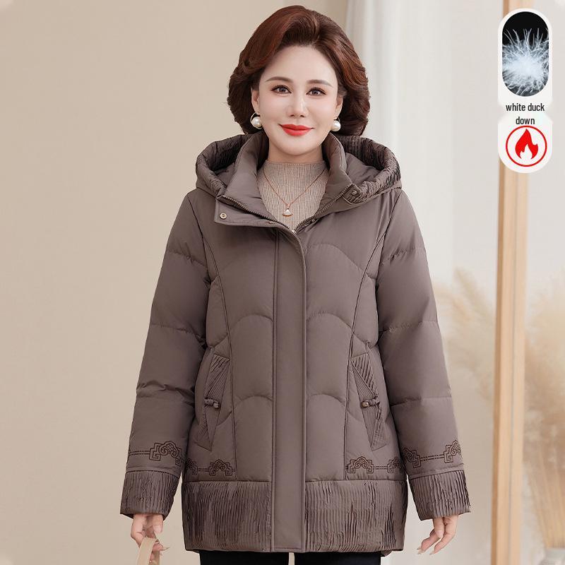 

Women s 2026 Winter Hooded Down Jacket for Moms: Warm, Stylish, 50% White Duck Down 2XL (recommended for 47.5-55 kg) колір світло кави