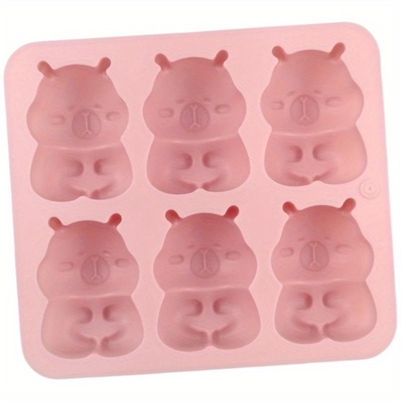6-Cavity Hugging Bear Silicone Cake Mold, Cute Cartoon Face Baking Pan for Muffins, Jelly, Pudding, DIY Baking