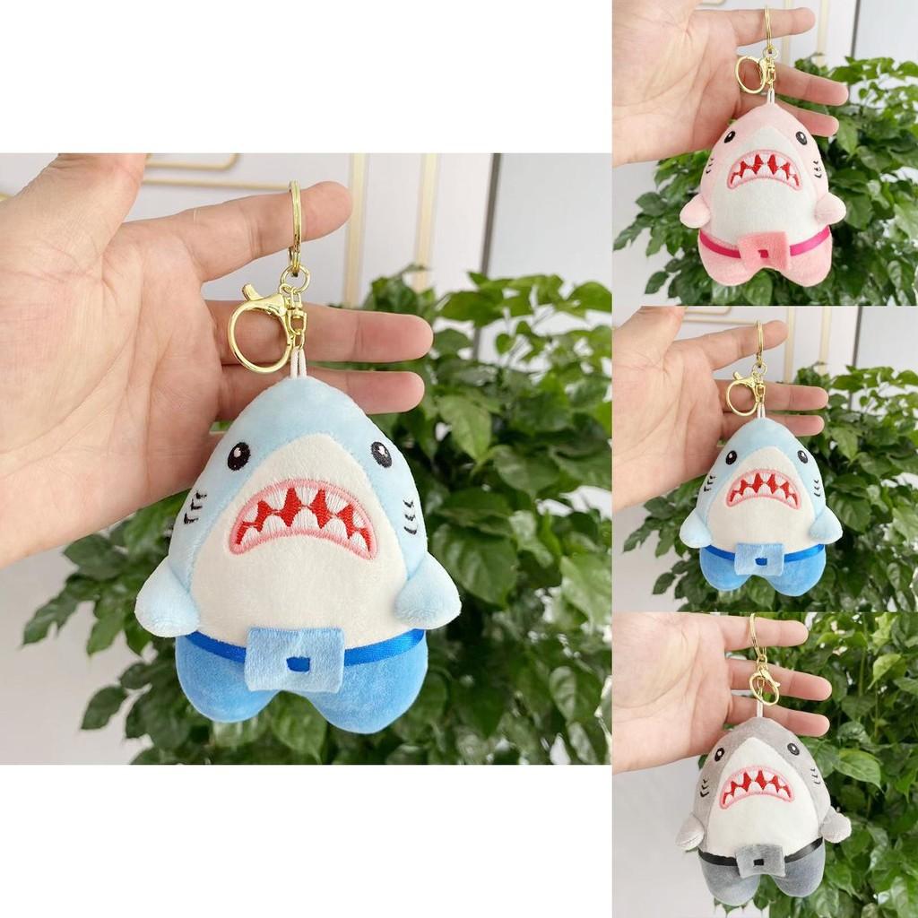 Adorable Plush Shark Keychain Doll Cute Stuffed Animal Pendant For Bags And Keys
