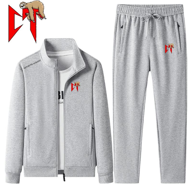 Men s Print Cotton Tracksuits Men Spring Autumn Jacket+Sweatpant 2 Piece Set Male Homme Suit Running Fitness Outwear Suit S