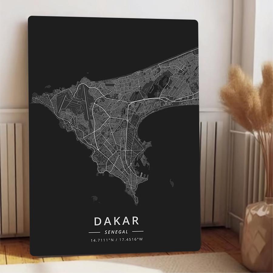 Dakar Senegal City Map Metal Wall Art Modern Minimalist Home Decor Living Room Study Room Background Hanging Decoration