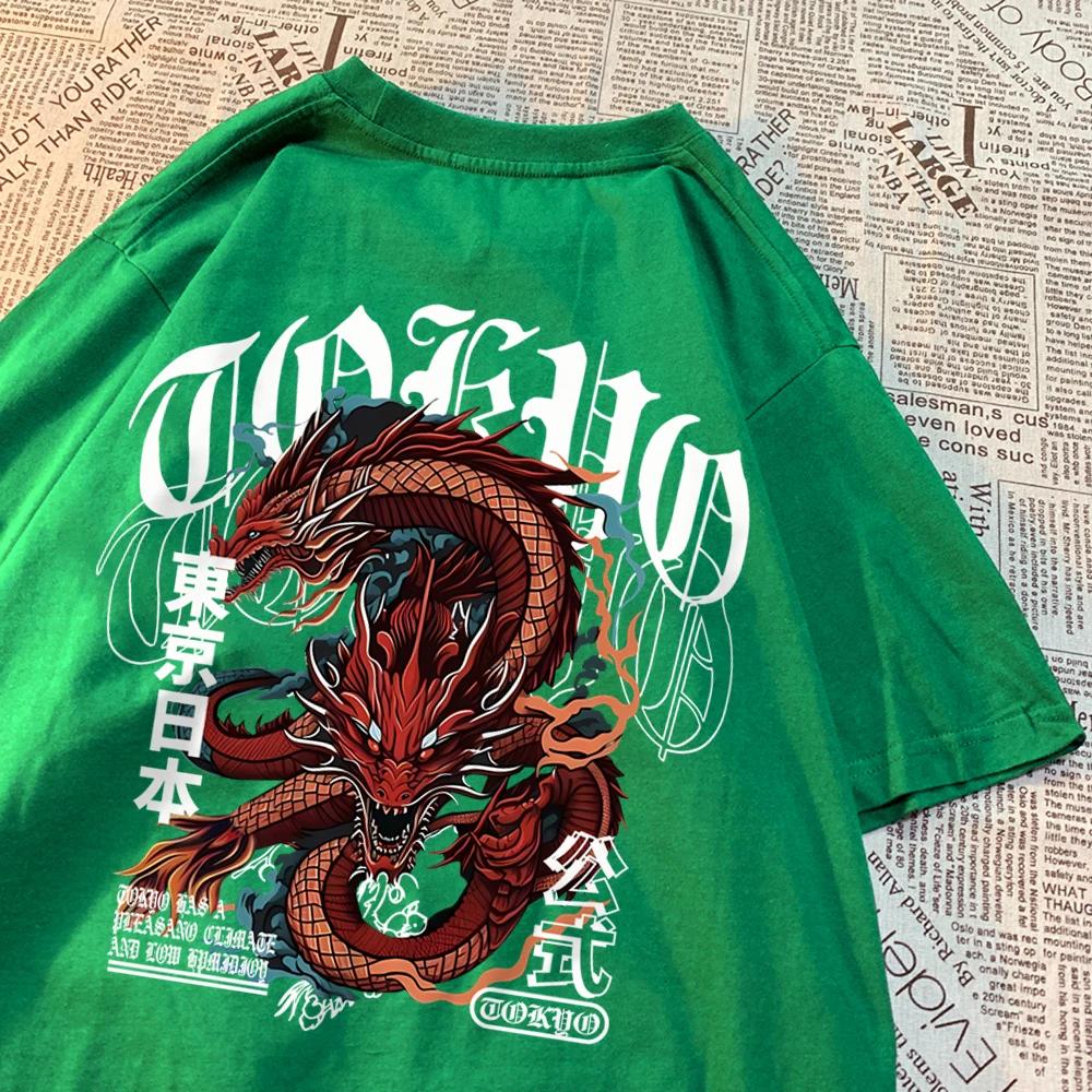 Pánské tričko v japonském stylu Tokyo Devil Dragon, bavlněné tričko s potiskem, vintage volné oblečení, osobité letní tričko pro ženy