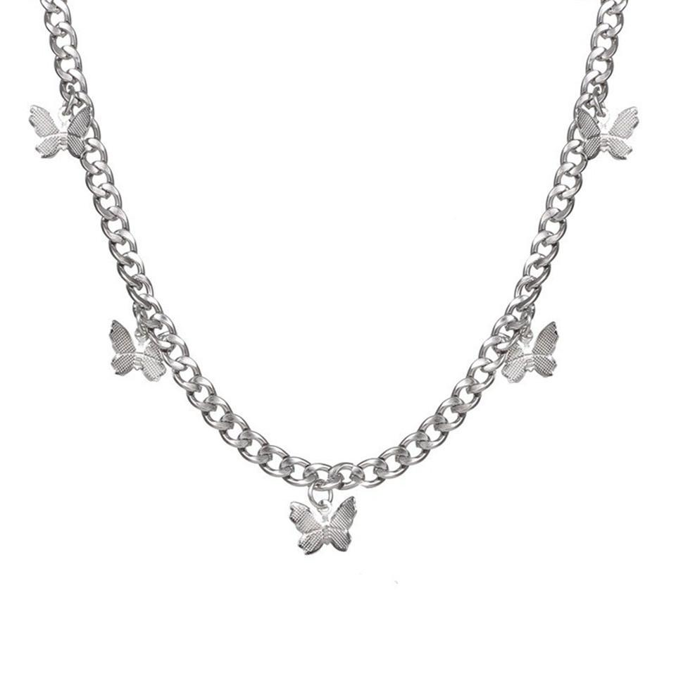 

Korean version of cold wind cool temperament collarbone chain female ins niche personality metal butterfly pendant necklace срібний