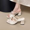 Fashion Summer Wedges Heel Women Slippers Fashion Open Toe Butterfly-knot Ladies Dress Slides Lazy Shoes  Women Shoes