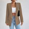 Women's Elegant Solid Color Long Sleeved Single Breasted Sports Jacket - Loose Fit, Classic Silhouette, High-quality Stitching