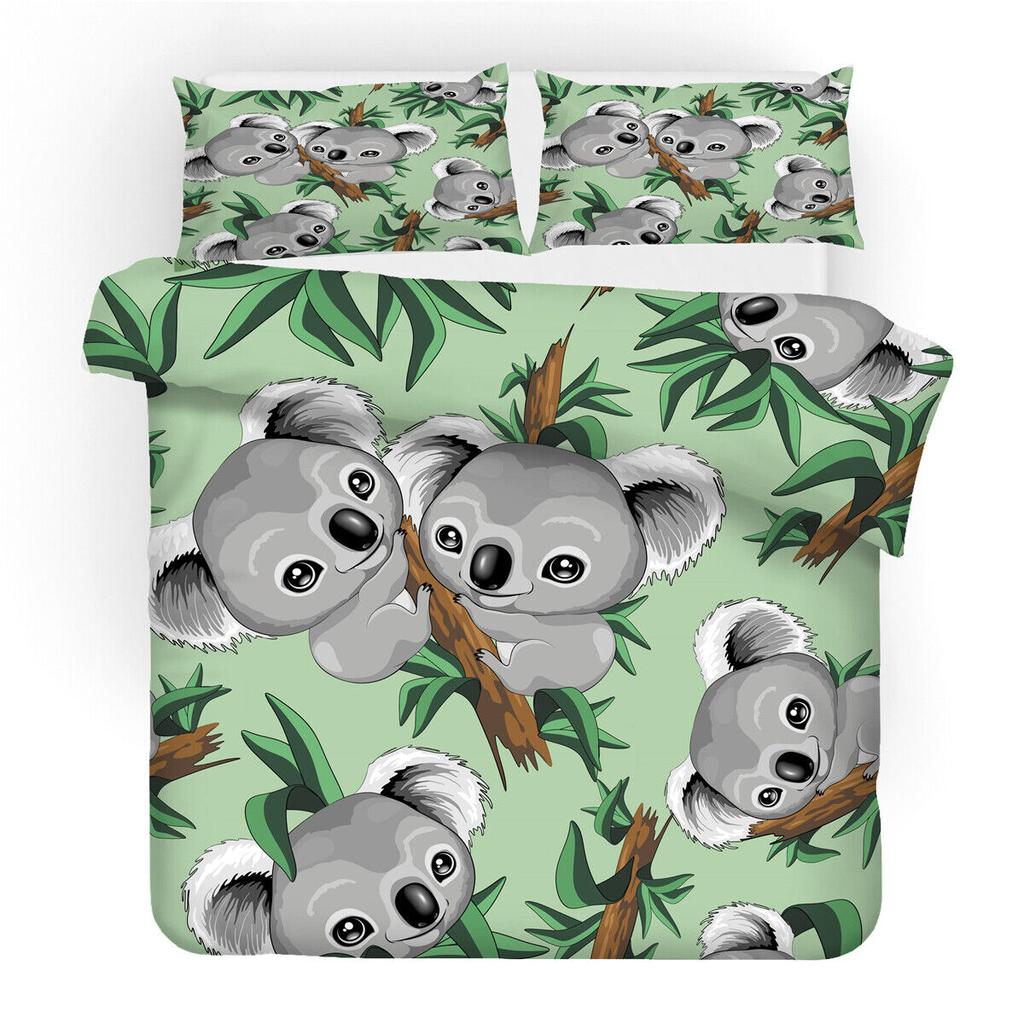 Koala Cartoon Single Double Queen King Bed Duvet Quilt Doona Cover Set Bedding