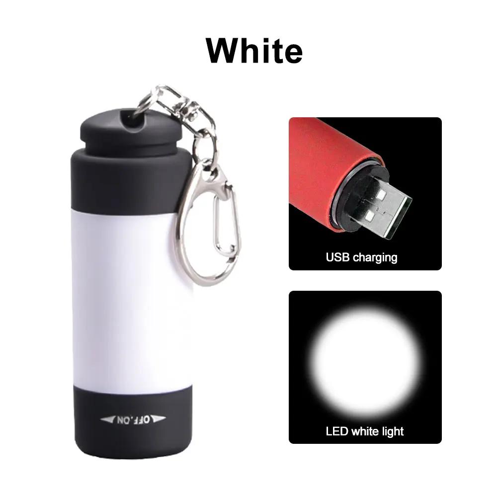 Led Mini Torch Light Portable USB Rechargeable Pocket Keychain Flashlights Waterproof Outdoor Hiking Camping Torch Lamp Lantern
