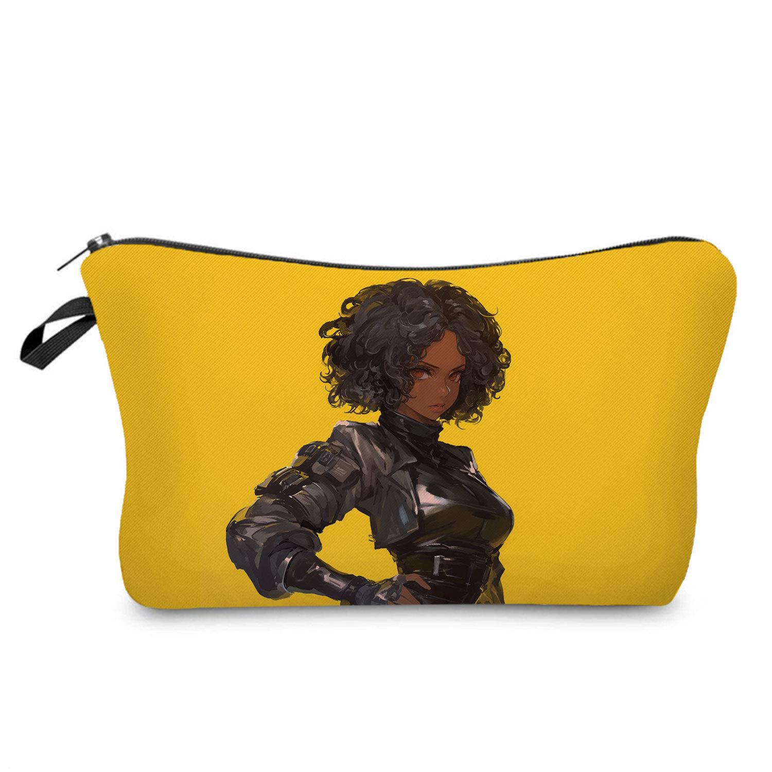 

Women Black girl Print Cosmetic Bag Toiletries Organize Travel Storage Case 6852