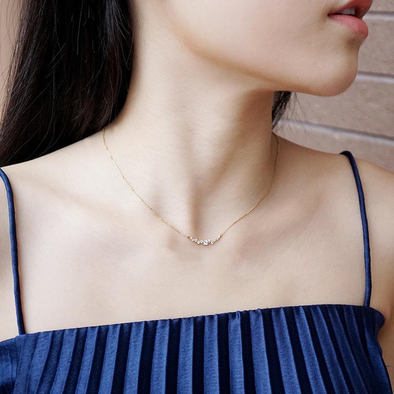 925 Silver 18k Gold Plated Necklace Moon Sparkling Zircon Clavicle Choker for Women Wedding Fine Jewelry Collares