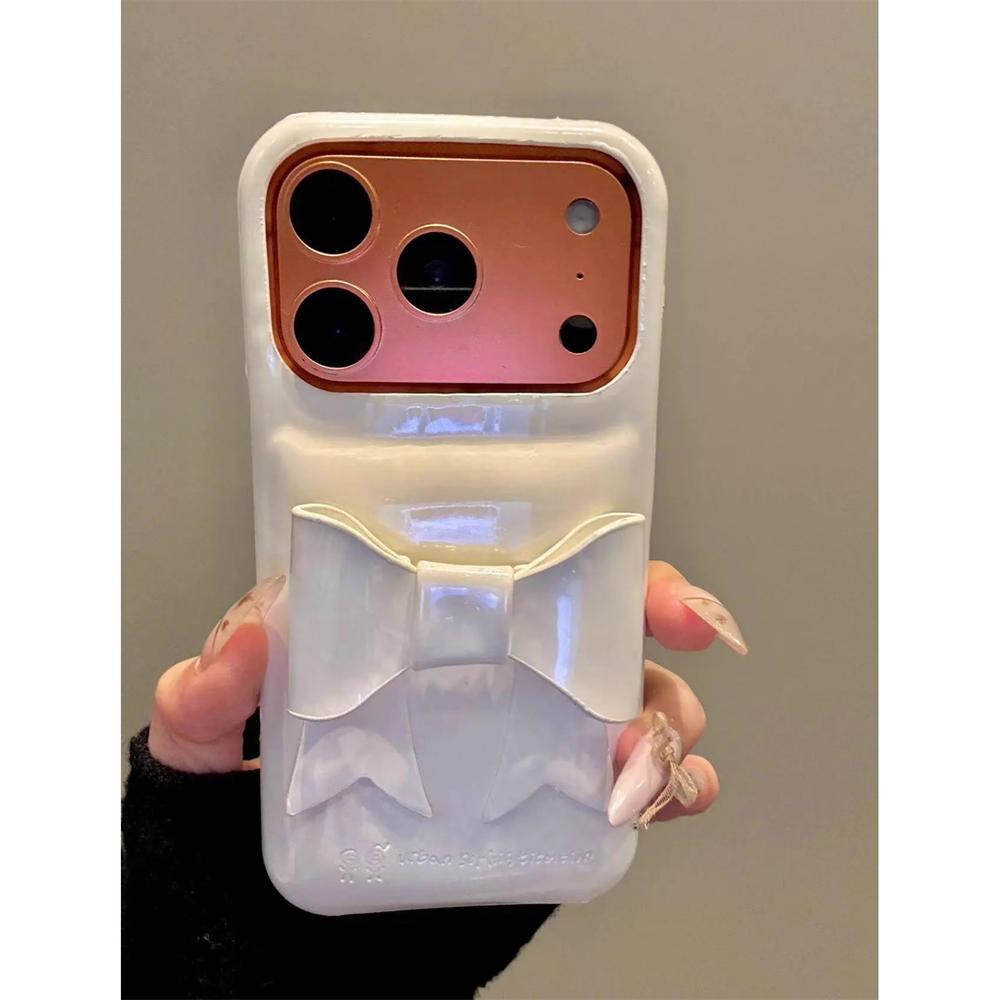 For iPhone 17 Pro Max INS Creative Glossy Soap Bow Phone Case For iPhone 16 15 13 14 12 Pro Max Candy Color Shockproof Cover