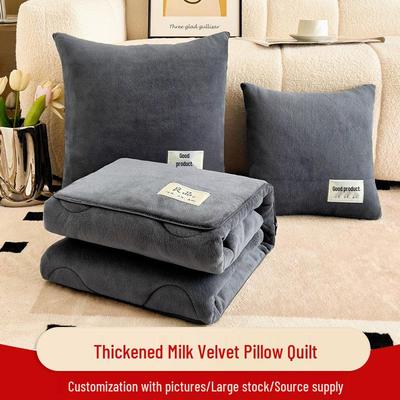 Milk Velvet Two-in-One Pillow Quilt with Custom Logo for Office or Car