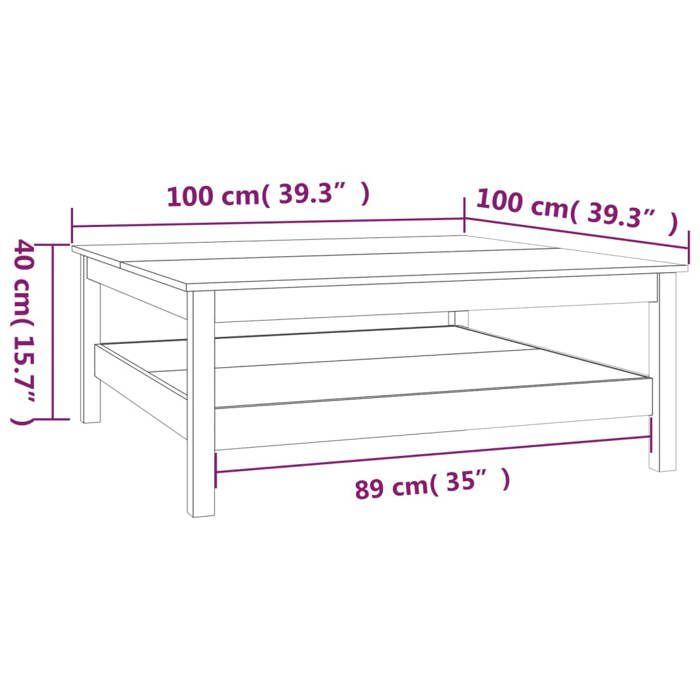 VidaXL Table basse Blanc 100x100x40 cm Bois massif de pin 814295