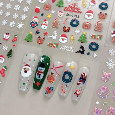 Weihnachts-Nagelsticker 3D Relief Winter Schneeflocke Bär Nagelsticker Für Frauen Und Mädchen Weihnachtsmann Nagelsticker Art Dekoration